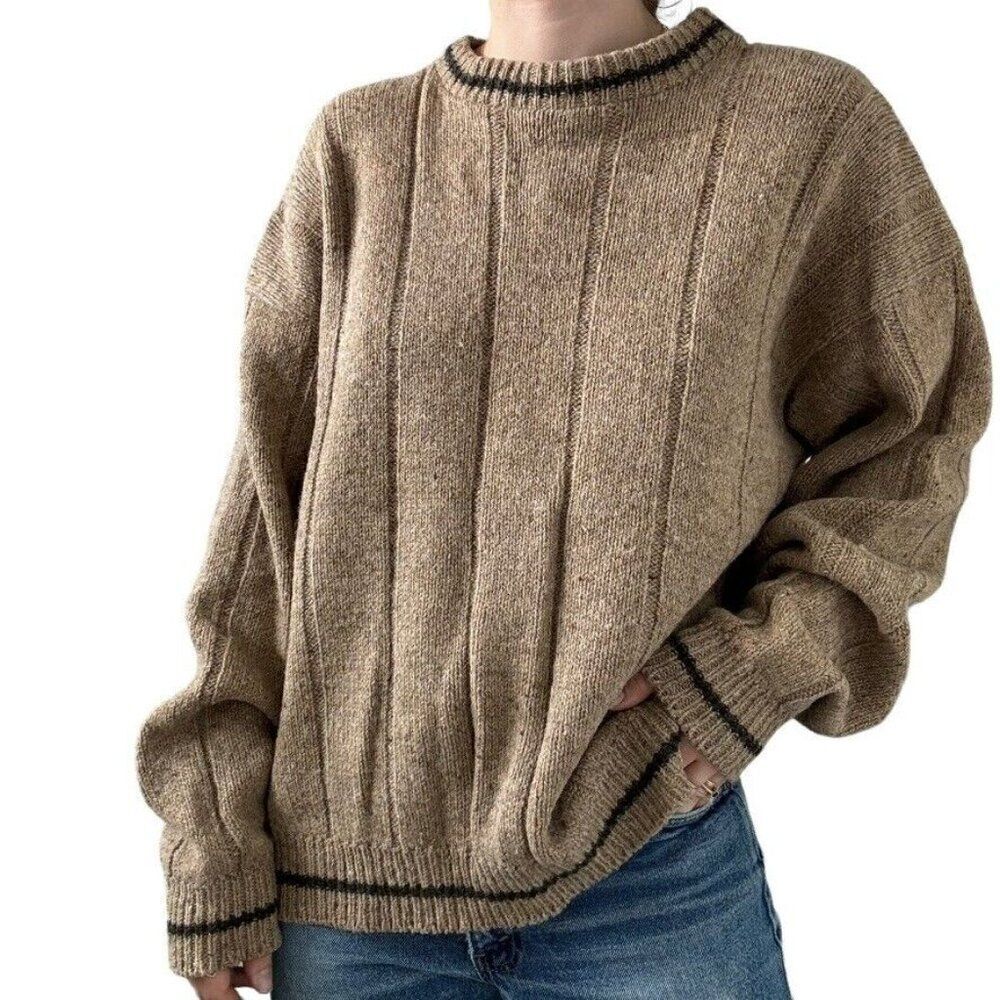Vintage Mens Alps Tab Wool Ribbed Oversized Cozy Chunky Sweater Sz XL
